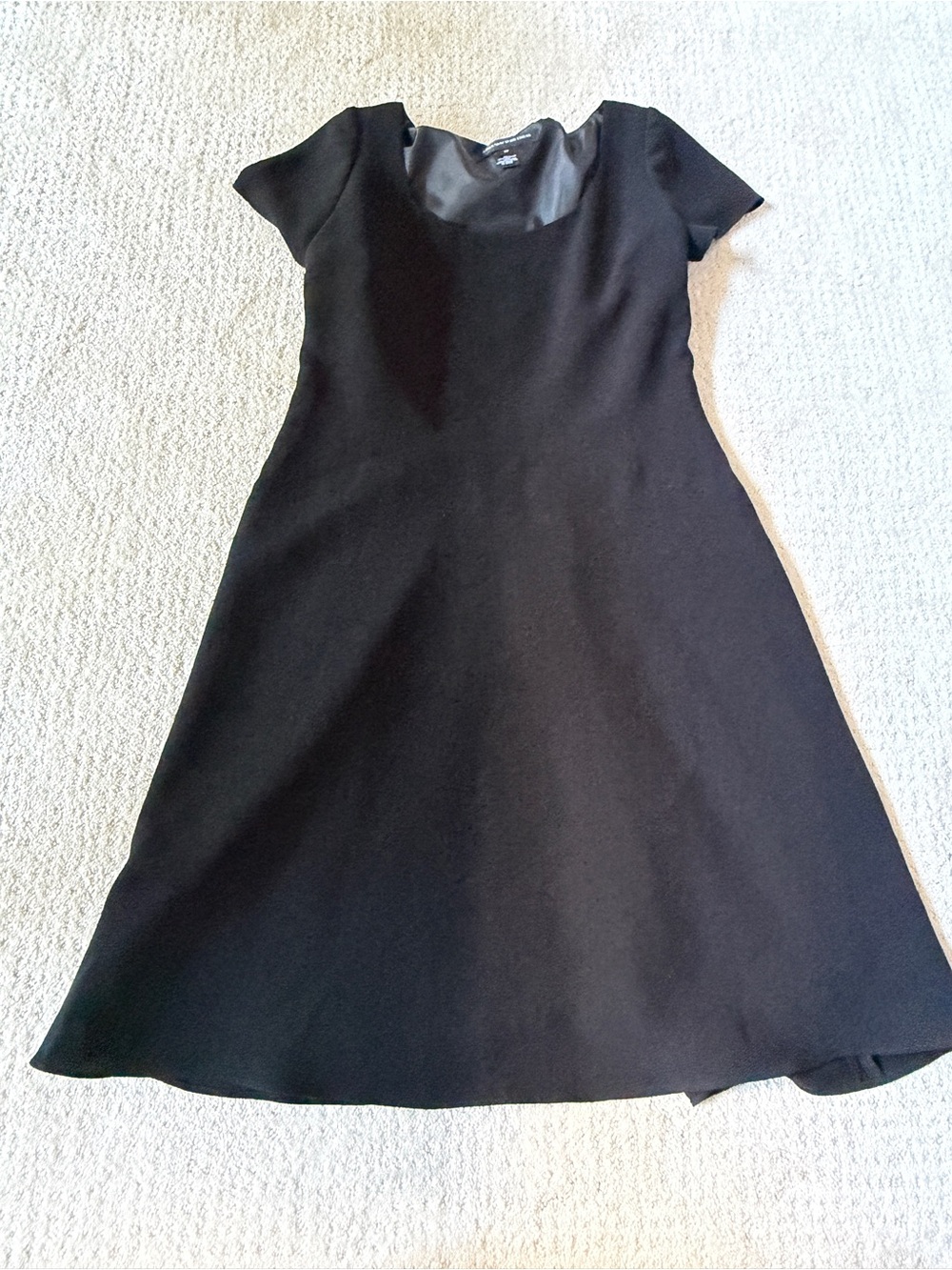 Jones New York Dress Black‎ Solid A-Line Dress Scoop Neck Cap Sleeve Knee 12